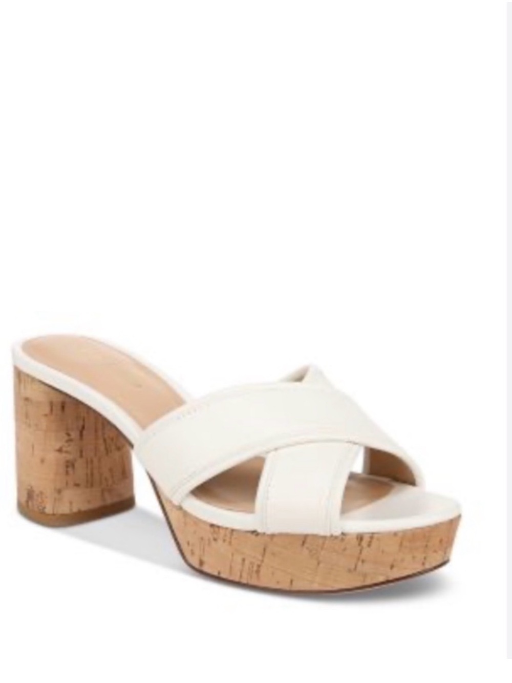 Worn 1x :) Veronica Beard $395 White Platform Cork Block Heel - comfortable!